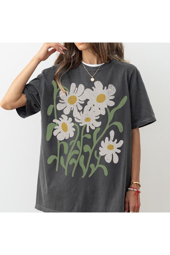 Daisy Graphic Tee – Retro Boho Hippie Shirt, Hand-Drawn T-Shirt, Trendy Floral Design for