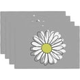 thumbnail image 1 of Daisy Gray Placemats Set of 4 Farmhouse Rustic Wild Flowers Linen Washable Place Mats Rectangle Cloth Table Mat for Party Kitchen Dining Decoration Indoor Outdoor, 12x18 inch, 1 of 5