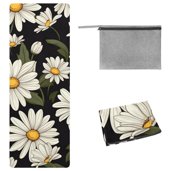 Daisy Gym Towel with Storage Bag, 72.8"x26.8", Yoga, Pilates, Fitness, Hot Yoga, and Yoga Blankets