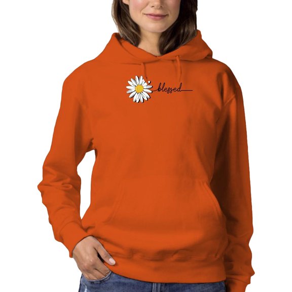 Daisy Hand Drawn Blessed Text Hoodie Women -Image by Shutterstock, Female 5X-Large