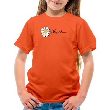 Daisy Hand Drawn Blessed Text    T-Shirt Juniors -Image by Shutterstock,  Small