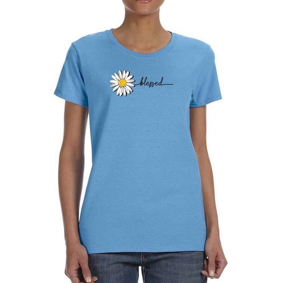Daisy Hand Drawn Blessed Text    T-Shirt Women -Image by Shutterstock, Female Medium