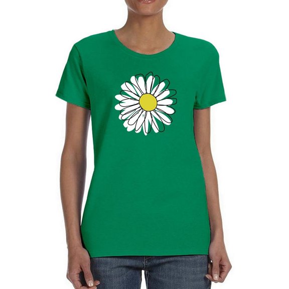 Daisy Hand Drawn Doodle T-Shirt Women -Image by Shutterstock, Female 4X-Large