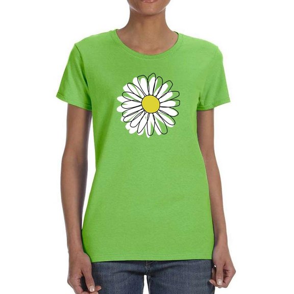Daisy Hand Drawn Doodle T-Shirt Women -Image by Shutterstock, Female 4X-Large