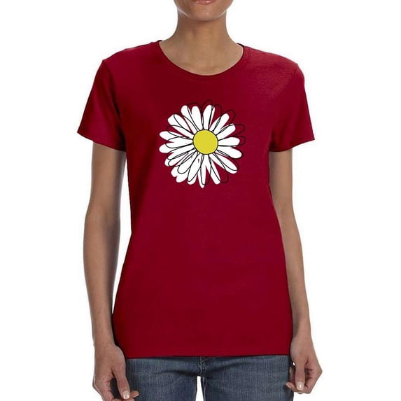 Daisy Hand Drawn Doodle T-Shirt Women -Image by Shutterstock, Female Medium