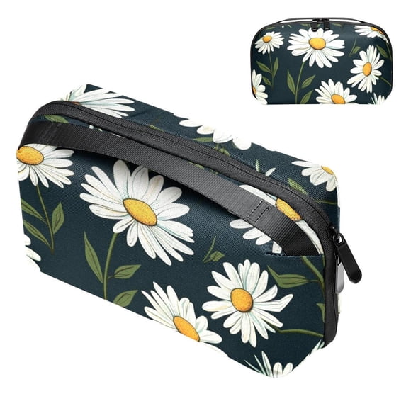 Daisy Hard Drive Bags Travel Case Charging Cord Organizer - Oxford Cloth Waterproof Electronics Digital Accessories Pouch with Organizer Charger Station - 5.9x9.44x3.14 in