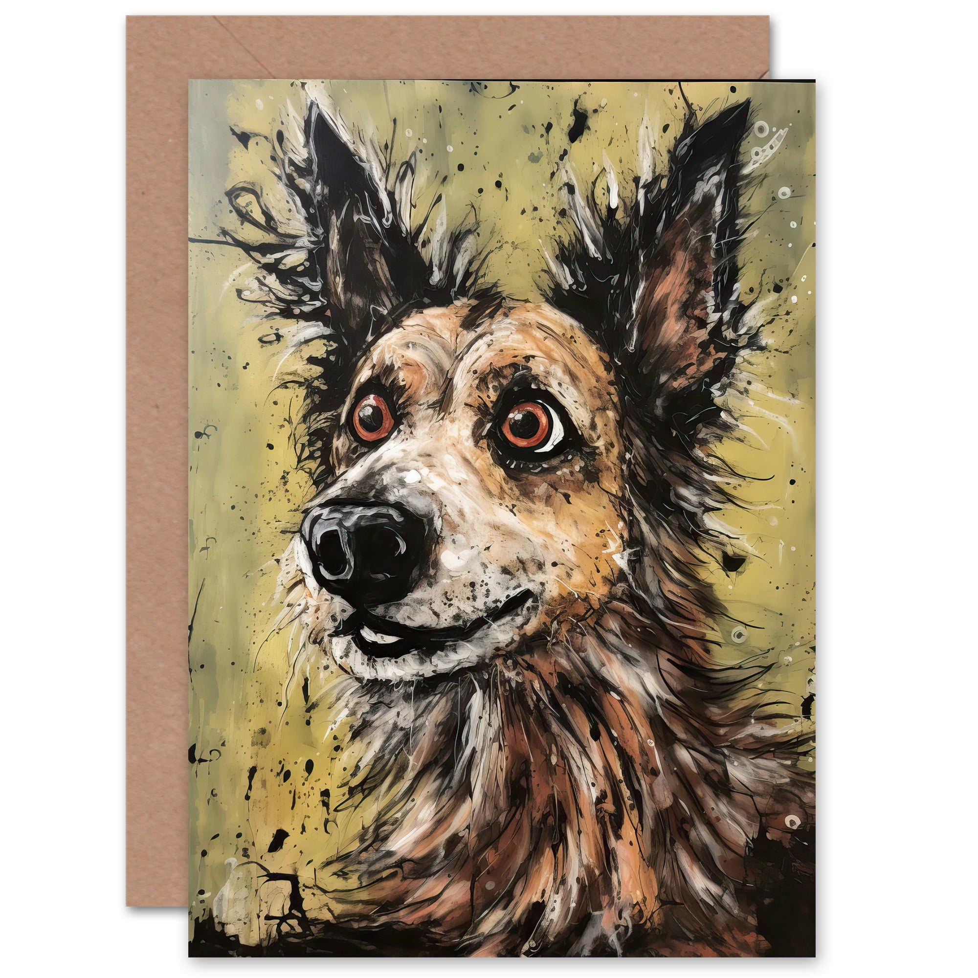 Artery8 Grußkarte 'Daisy Hears The Door' – Ölgemälde-Motiv Für Hundeliebhaber, Blanko Innen (17,5x12,5 Cm)