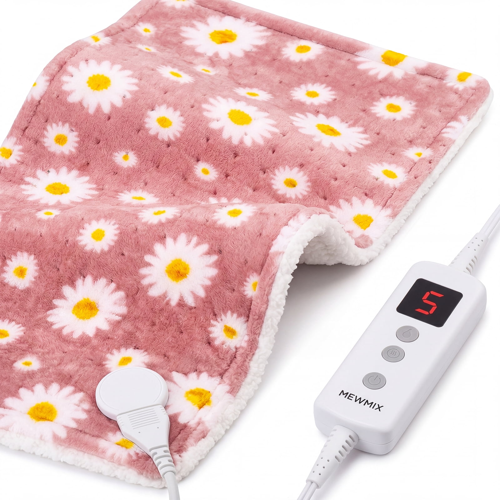 Daisy Heating Pad for Back Period Cramps Neck Shoulder Pain Relief Portable Electric Heat Pads Pink Stuff Gifts Ideas, Funny Useful Self Care Christmas Birthday Gift for Women Mom Her Wife Girlfriend