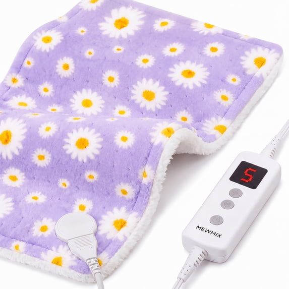 Daisy Heating Pad for Back Period Cramps Relief 12x24 inch Portable Electric Heating Pad Purple Heat Pad Gifts Ideas Funny Useful Self Care Christmas Birthday Gift for Women Mom Her Wife Girlfriend