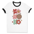 thumbnail image 1 of Daisy Ho Ho Ho Ringer Tee Shirt Unisex Large White/Black, 1 of 5