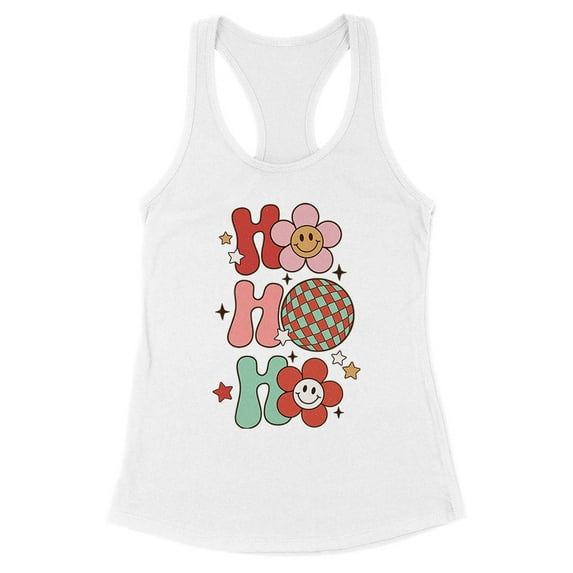 Daisy Ho Ho Ho Tank Top Fitted Racerback Women's Large White