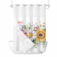 thumbnail image 1 of Daisy No Hooks Shower Curtain with Snap-in Liner Watercolor Spring Pink White Yellow Floral Shower Curtains for Bathroom, Waterproof, Easy Install, Washable 60"x72", 1 of 9