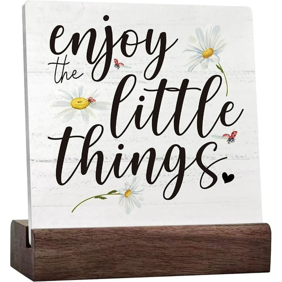 Daisy Inspirational Ceramic Desk Sign, Enjoy The Little Things Sign, Summer Daisy Decor, Inspirational Desk Decor, Spring Decor, Flower Decor