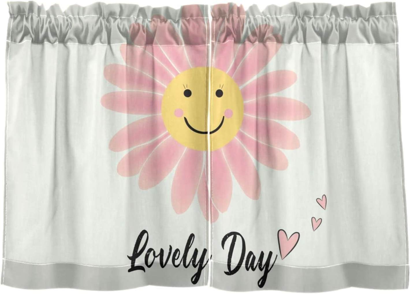 Daisy Kitchen Curtains 2 Panels UV Protected Tier Curtains, Half Window