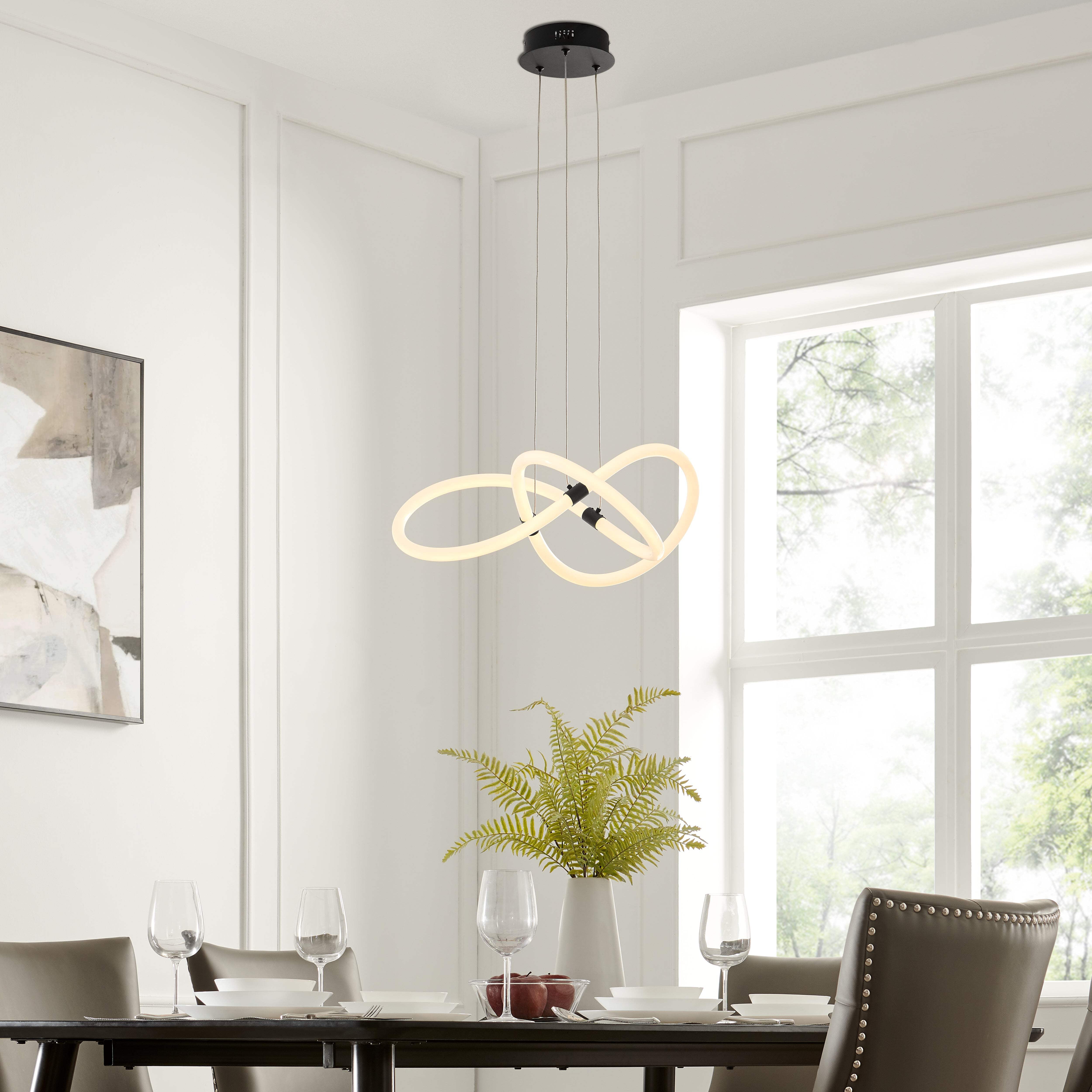 Matte Black Infinity Knot LED Chandelier