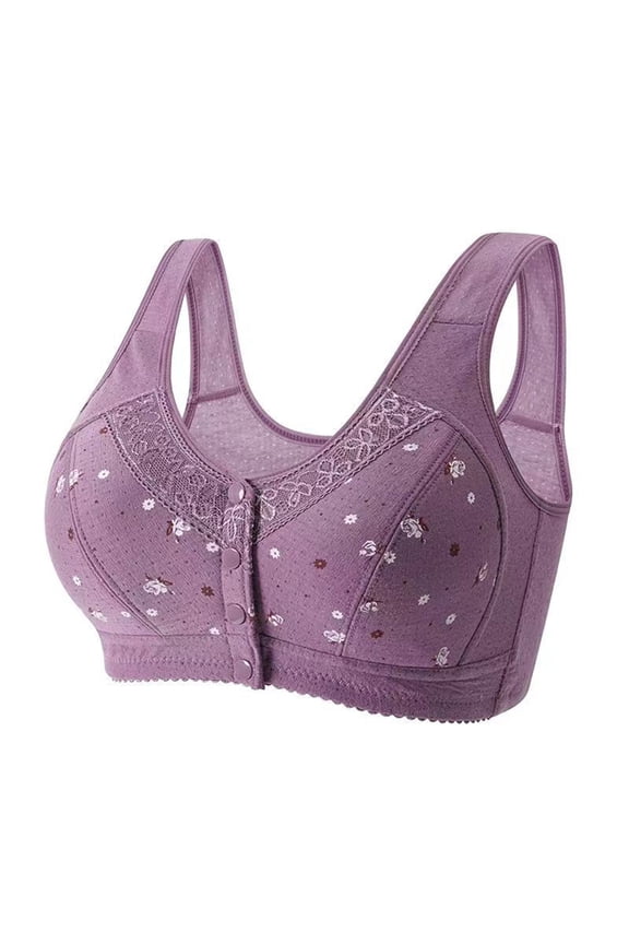 Daisy Lace Bra for Women Front Button Bras Front Closure Everyday Bra Cozy Wireless Full Coverage Bras