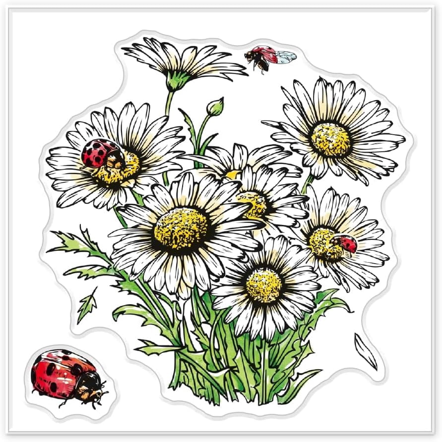 Daisy Ladybug Clear Stamps for DIY Scrapbooking Daisy Flowers Silicone ...