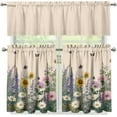 thumbnail image 1 of Daisy Lavender Butterflies Kitchen Curtains Set for Farmhouse 3 Piece Rod Pocket Short Tier Curtain Sunshine Light Blocking,54"x36", 1 of 4