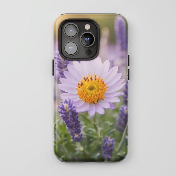Daisy Lavender Floral For All iPhone Series Tough Phone Case Nature Inspired Purple White