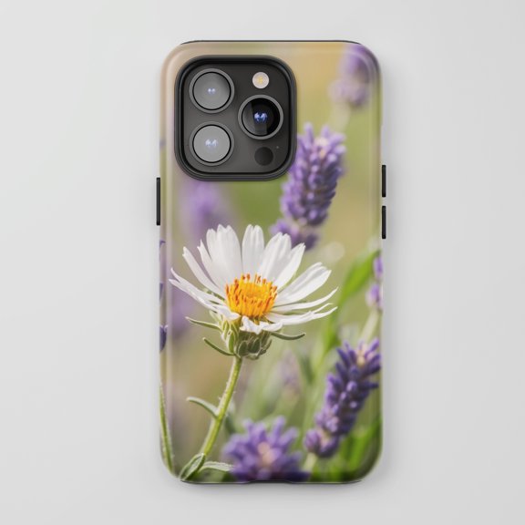 Daisy Lavender Flower For All iPhone Series Tough Phone Case Nature Floral Purple White