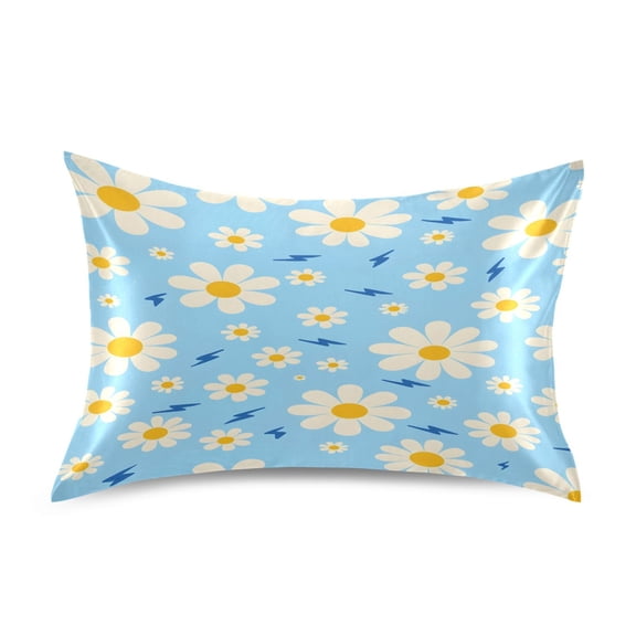 Daisy Lightning Pattern Queen Size Satin Pillowcase 30''x20'' Double-Sided Print Soft Wrinkle Resistant