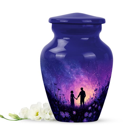 Daisy Little Cremation Urns For Adult Ashes Women - Couple Small Keepsake Urns For Human Ashes Adult Man - Purple Mini Urn For Mom & Dad - Blue Mini Urn For Male - 3 Inch