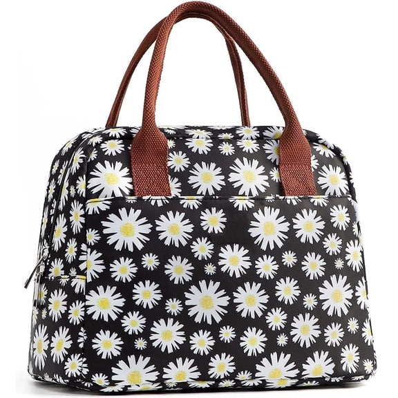Daisy Lunch Bag for Women, Reusable Insulated Cooler Cute Lunch Tote Box for Office Work