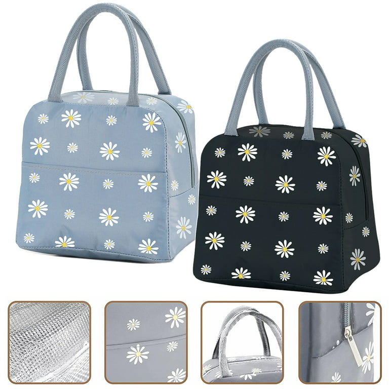 Daisy Lunch Box Insulated Lunch Bag, Durable Reusable Work Cooler Tote Bag for Adult Men Women, Front Pocket School Picnic Travel Lunch Container for