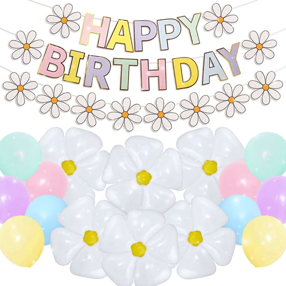 Daisy Macaron Birthday Party Decorations - Spring Garden Themed All-in-One Decor Set