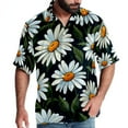 thumbnail image 1 of Daisy Men's Short Sleeve Poplin Shirt, Casual Printed Button Down, Summer Beach Hawaiian Shirts, Unisex, 1 of 6
