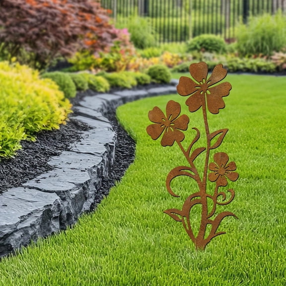 Daisy Metal Decorative Garden Stakes,Rustic Metal Flower Garden Stake Decorations for Yard Art A Rusted Stake Silhouette Yard Outside Decor for Backyard Patio Outdoor Decor
