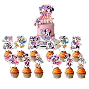 Daisy Minnie bowtique Cake Topper Cupcake Set Themed Birthday Party Supplies Decoration Decor Kit