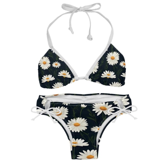 Daisy One-Piece Swimsuit Bikini Set, Detachable Sponge, Adjustable Strap, Two-Pack, Beach Vacation Wear