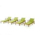 thumbnail image 1 of Daisy Outdoor Teak Acacia Wood Chaise Lounge with Green Cushion, Set of 4, 1 of 8