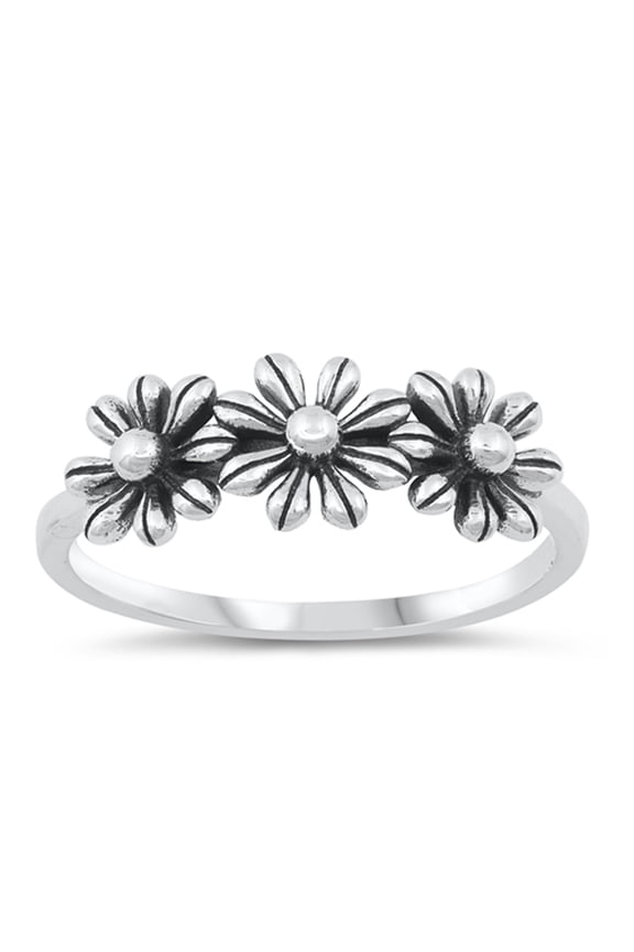 Daisy Oxidized Flower Dainty Ring .925 Sterling Silver Jewelry Female Male Unisex Size 11