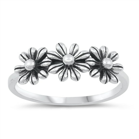 Daisy Oxidized Flower Dainty Ring .925 Sterling Silver Jewelry Female Male Unisex Size 6