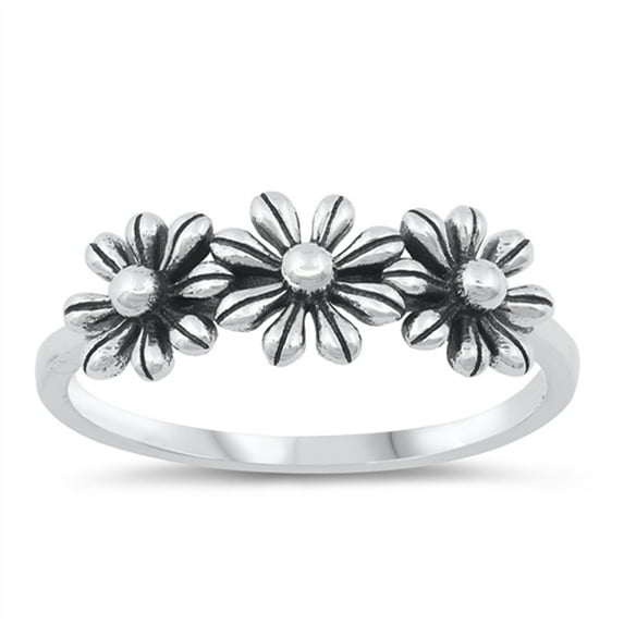 Daisy Oxidized Flower Dainty Ring .925 Sterling Silver Jewelry Female Male Unisex Size 8