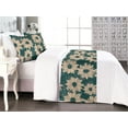 thumbnail image 1 of Daisy Pattern Bed Runner Set, Summer Vibes Grunge Design Chamomile Flowers on Jungle Colors Back, Decorative Bedding Scarf & 2 Pillow Shams for Hotels Homes, King, Peach Hunter Green, by Ambesonne, 1 of 3