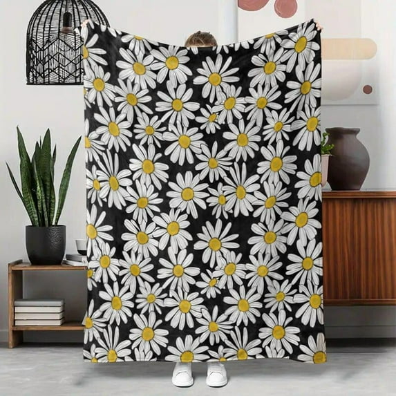 Daisy Pattern Blanket, Soft Throw Blanket, Air-conditioned Room Blanket, Cooling Blanket, Bedroom Accessories, Gift for Her, Home Decor