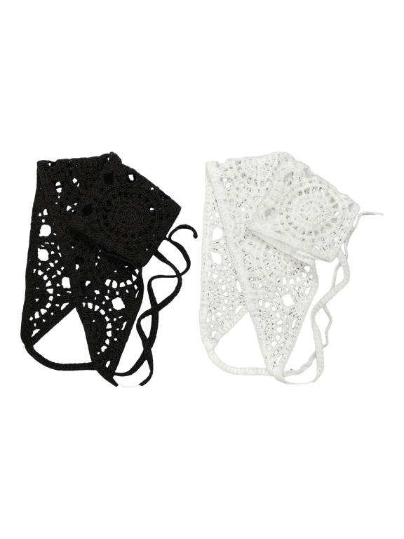 Daisy Pattern Crochet Headscarf, 2 PCS Floral Hair Kerchief, Vintage Hair Bandana for Women And Girls, Perfect for Picnic And Daily Wear.