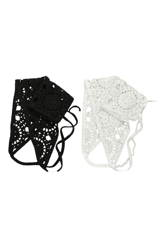 Daisy Pattern Crochet Headscarf, 2 PCS Floral Hair Kerchief, Vintage Hair Bandana for Women And Girls, Perfect for Picnic And Daily Wear.