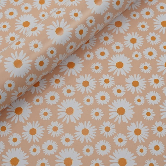 Daisy Pattern Permanent Vinyl by Make Market – Orange & White Floral Design - 12" x 48" Rolls - Water-Resistant & Easy to Weed - Compatible with Most Cutting Machines - 12 Pack