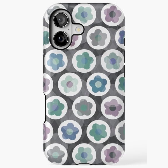 Daisy Pattern Seafoam Gray Floral Retro Minimal Flower Design Case 17 16 15 14 13 12 11 Pro Max