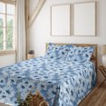 thumbnail image 1 of Daisy Pattern Sheet Set, Winter Colors Chamomile Flowers Delicate Aura with Leaves Print, Fitted & Flat Sheet with Pillowcase Bedding Accent 4 Pcs Set, Full, Lavender Blue Blue Grey, by Ambesonne, 1 of 5