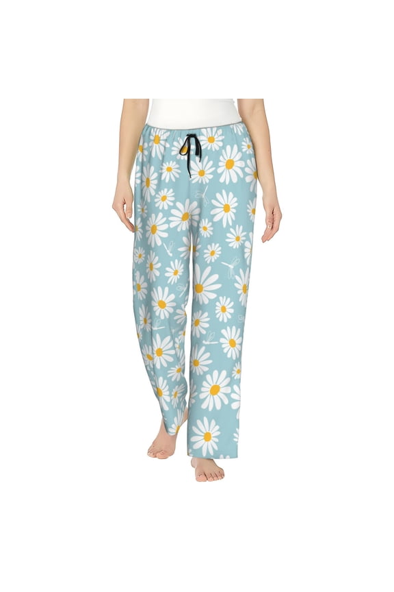 Daisy Pattern Women'S Pajama Pants Drawstring Pj Bottoms Pants With Pockets Small