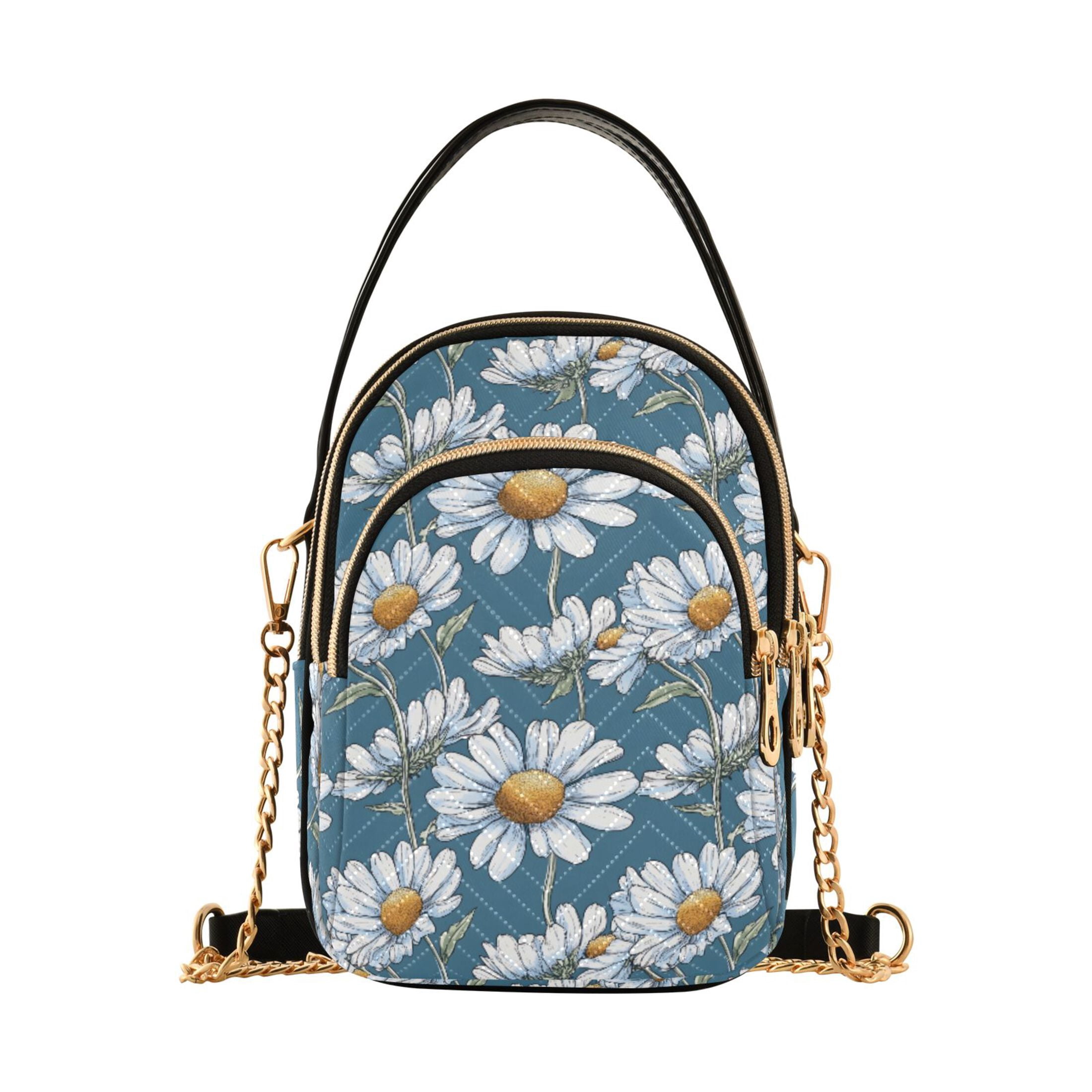 Daisy Pattern Women's Crossbody Handbags Leather Crossbody Bags Fanny ...