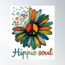 Daisy Peace Sign Hippie Soul Flower Lovers Poster Wall Art, Modern Wall Decor, 8x12 UNFRAMED