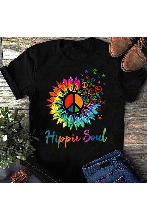 Daisy Peace Sign Hippie Soul Retro Hippie Flower Lovers T-Shirt - Hippie Shirt, Hippie Soul Shirt, Peace Shirt, Peace Love, Hippie Life