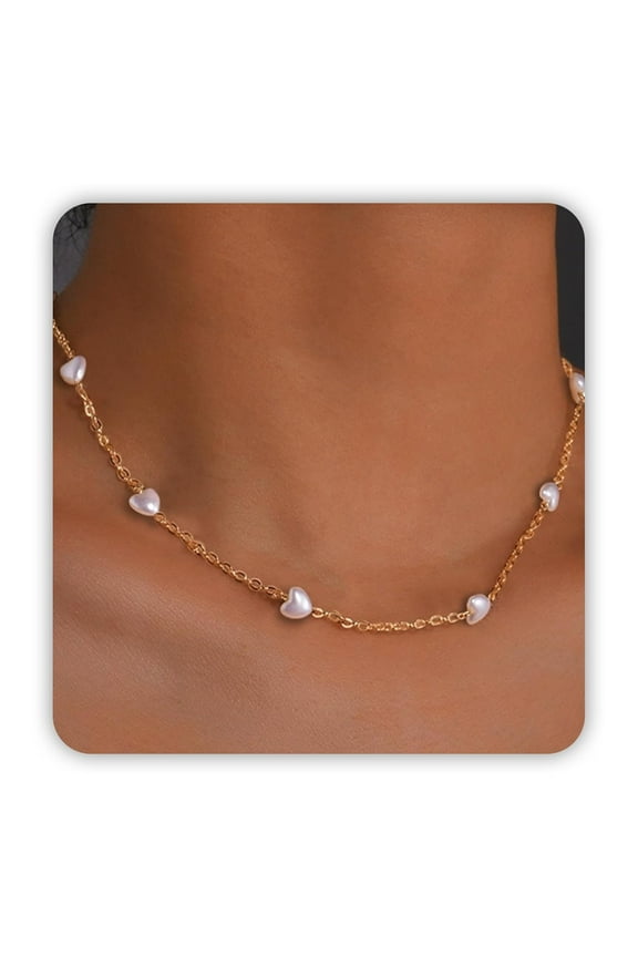 Daisy Pearl Necklace, Dainty Pearl Choker Necklace for Women as Flower Necklace Gift, 14K Gold Plated Stainless Steel Gold Necklaces as Birthday Gifts for Her Daisy Costume Gift