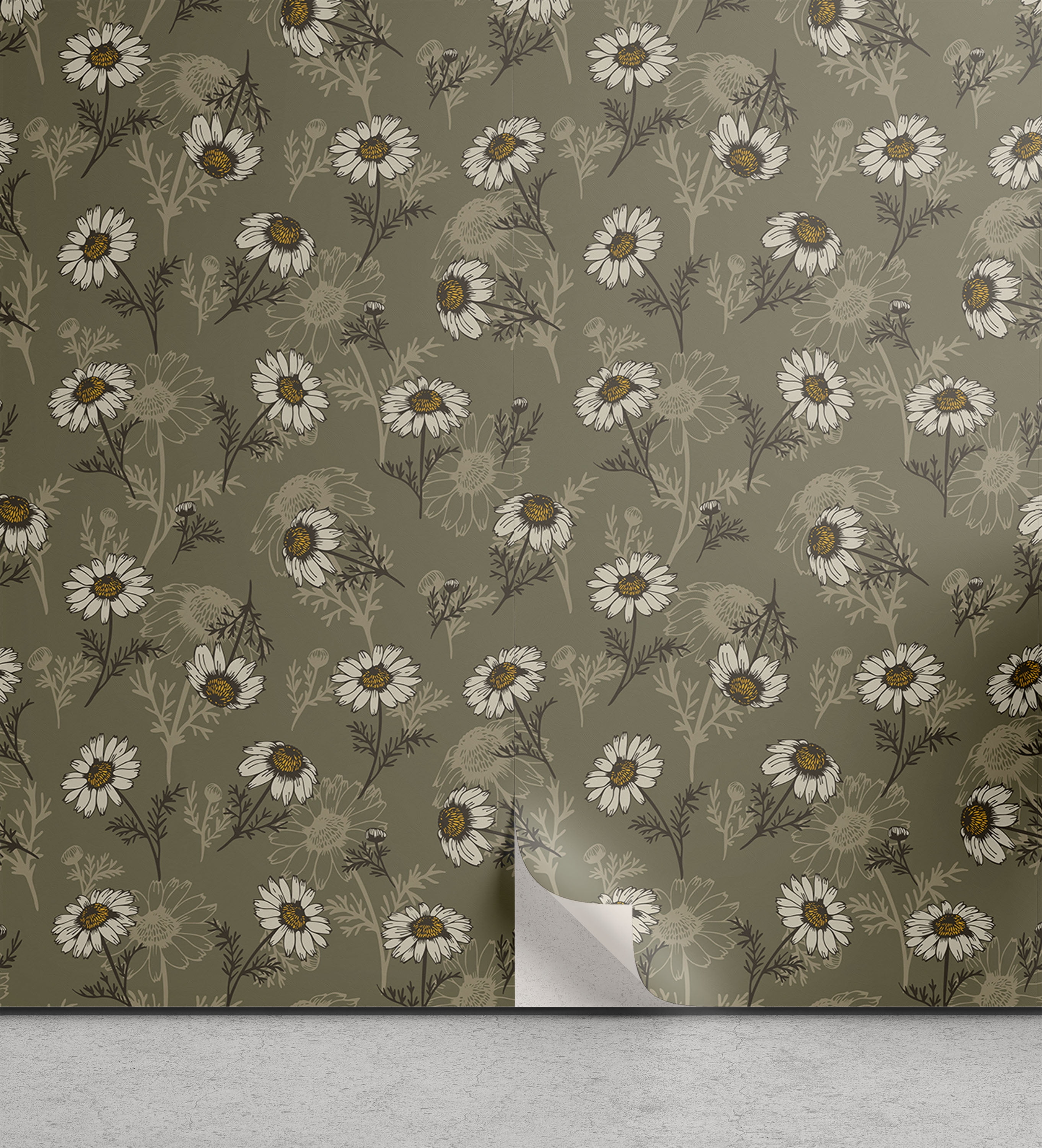 Daisy Peel & Stick Wallpaper for Home, Retro Themed Garden Bloom of